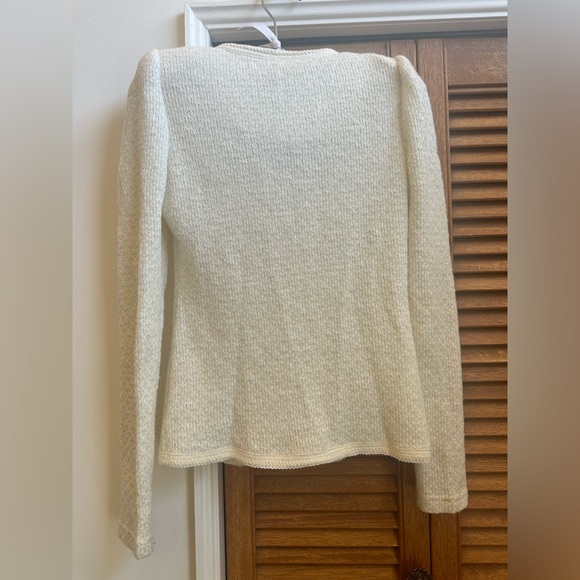 Ja2K Beige puff sleeve Cardigan with gold buttons Size Small - Picture 11 of 13